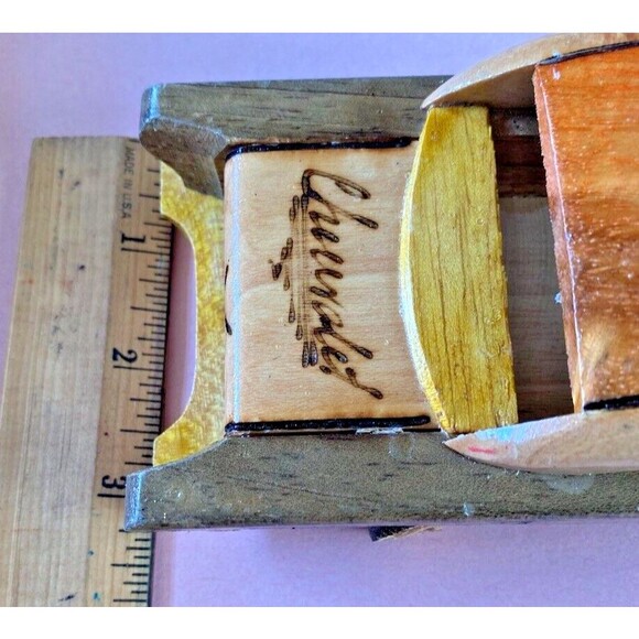 VINTAGE 1955 CHEVROLET Handmade Wooden 7.5" Model Car w/Bahamas Etched on Roof - Picture 11 of 11